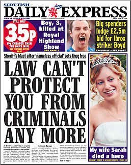 pic: Headline: Law Can't Protect You From Criminals Any More.